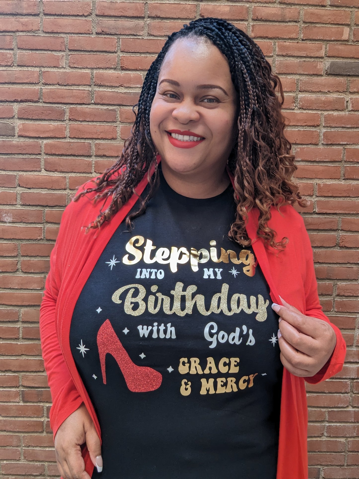 Stepping Into My Birthday -Ladies V-Neck or Unisex (New)