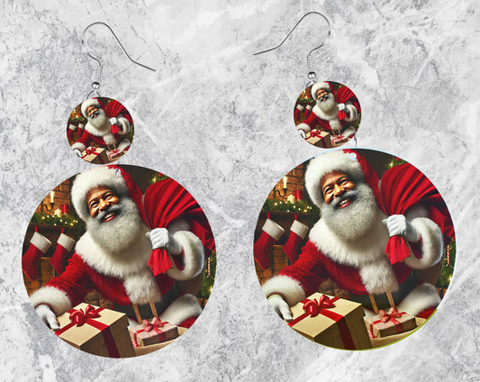Melanin Santa Jumbo Earrings - New